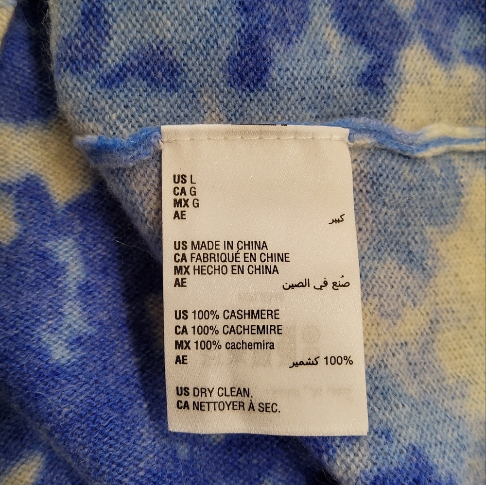 Charter Club Cashmere Tie-Dyed Blue Sweater Size L - Picture 7 of 9
